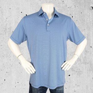 Peter Millar Summer Comfort Polo Shirt Size Large Crown Blue Mini Stripe